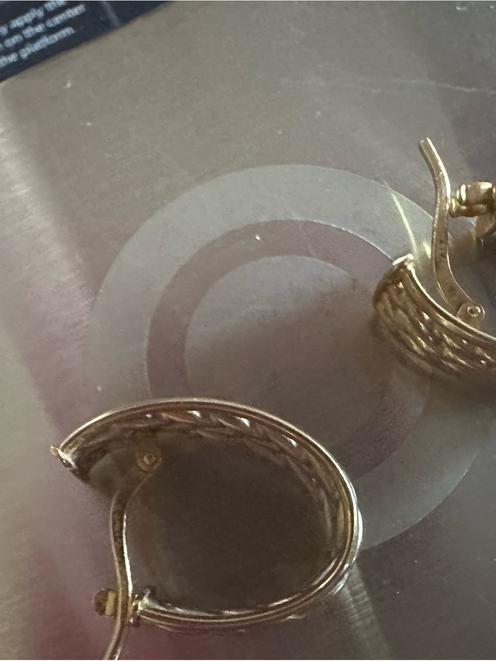 14k solid Gold Braided Hoop Earrings - Picture 6 of 7